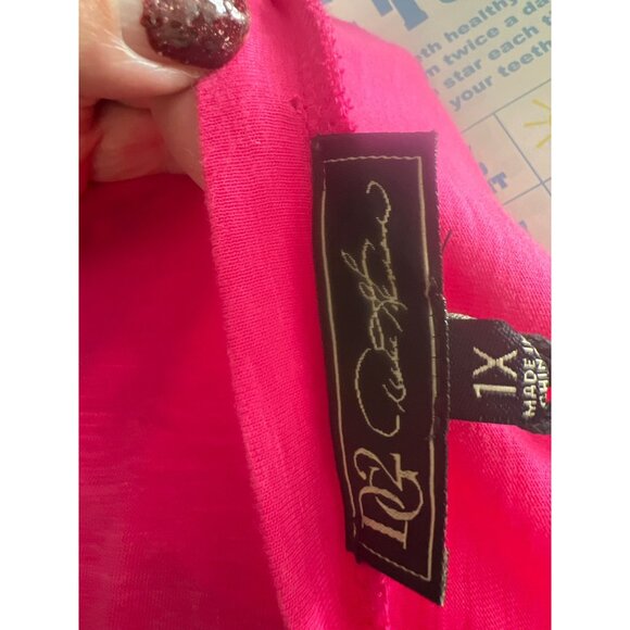 Ruth Graham Womens 1X Pink Peasant Blouse With Puff Sleeves & Tiered Design qvc - Picture 6 of 6